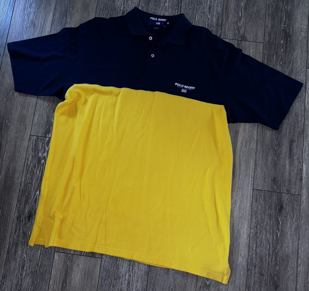🔥 Vintage 90's POLO SPORT by Ralph Lauren Shirt USA FLAG Men's Size XL
